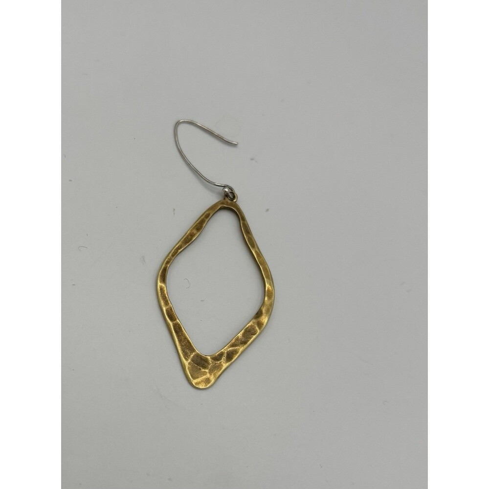 Waxing Poetic Diamond Shaped Dangle Single Earring Brass Sterling Silver